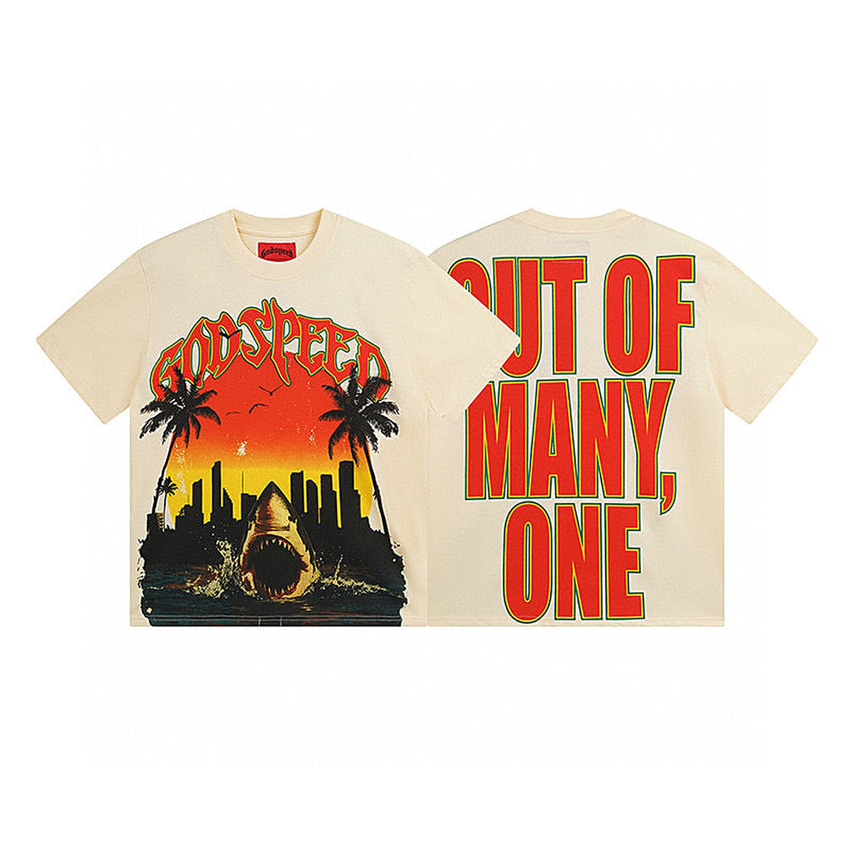 Godspeed Shark Sunset Graphic Tee - Beige