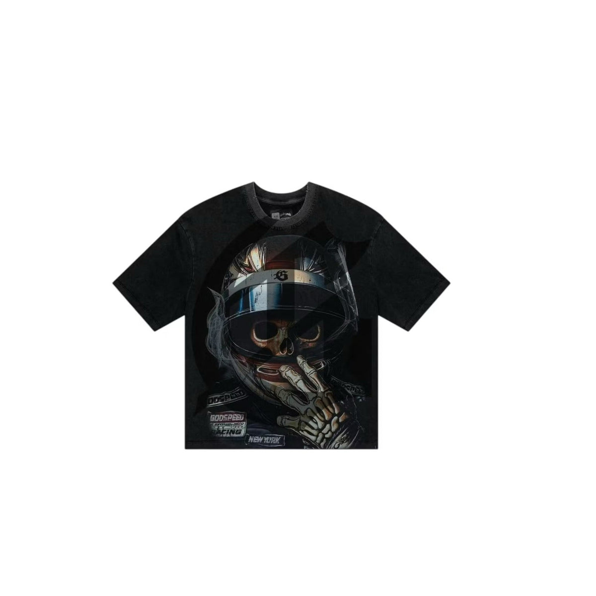 Godspeed Graphic T-Shirt - Racer Helmet Skull (Black)