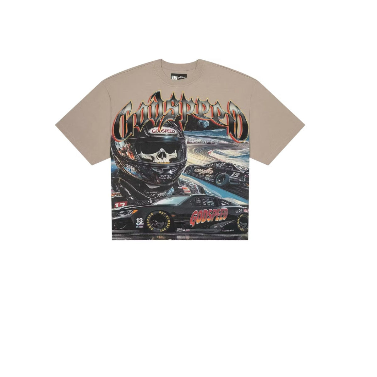 Godspeed Graphic T-Shirt - NASCAR Skull (Stone)