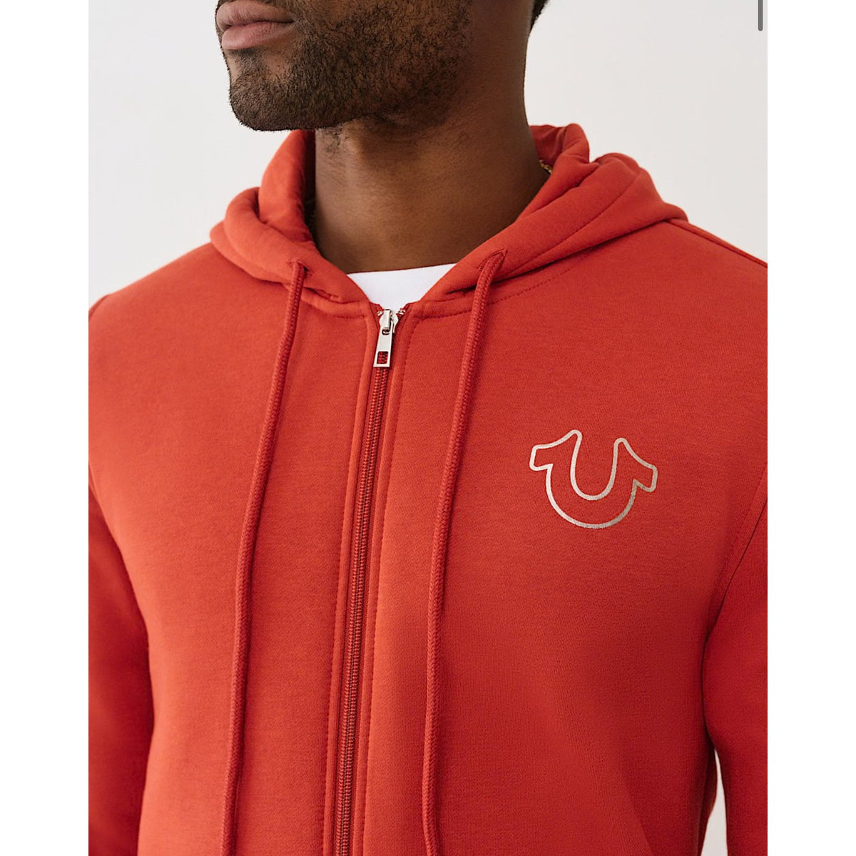 True Religion Logo Zip Hoodie - Rust