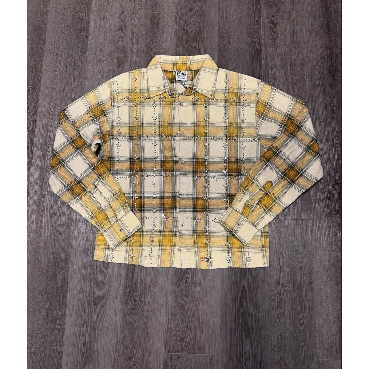Vale USA Rhinestone Plaid Flannel Shirt