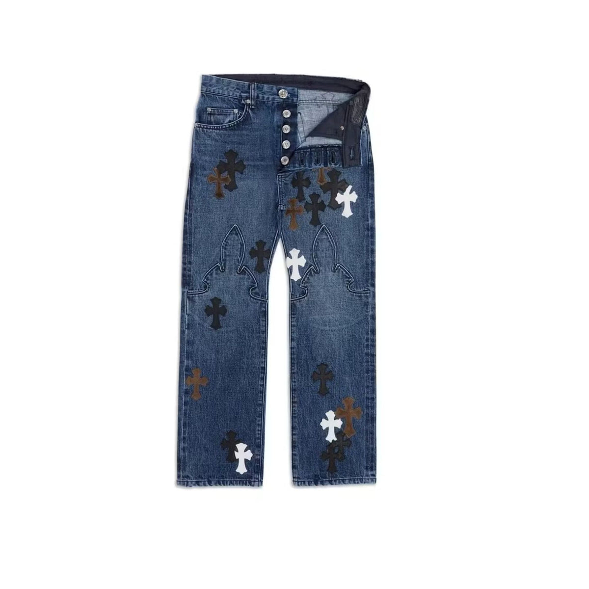 Chrome Hearts Cross Patch Jeans - Dark Blue
