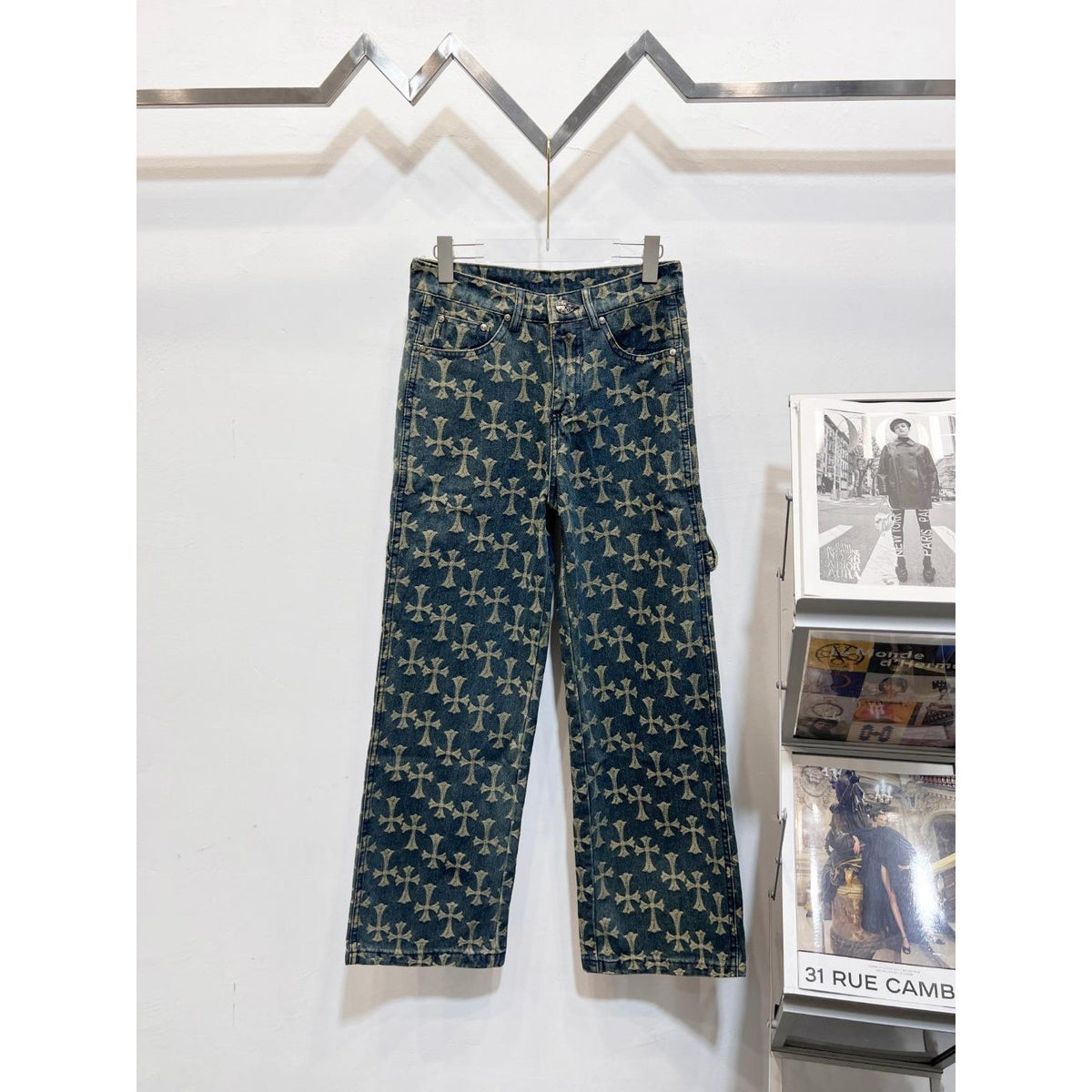 Chrome Hearts All-Over Cross Jeans - Blue