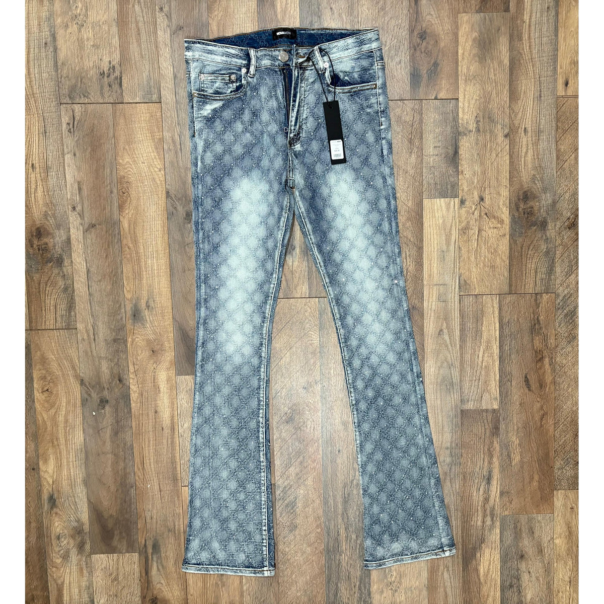 Nova Men Acid Wash Stacked Jeans - Light Blue