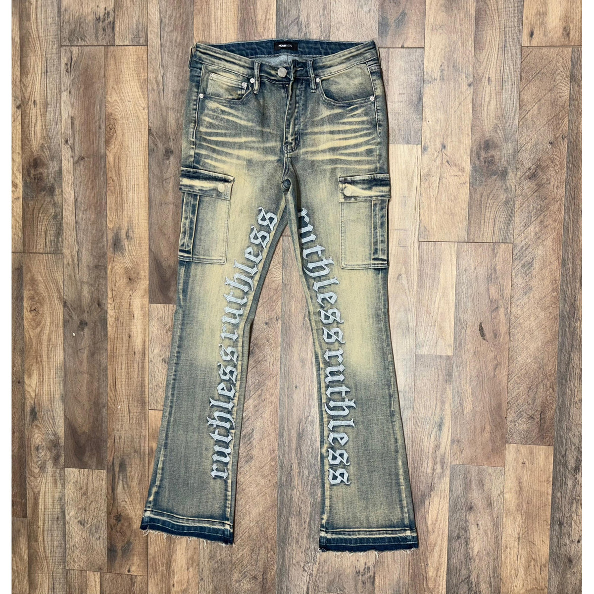 Nova Men Ruthless Cargo Stacked Jeans - Vintage Wash