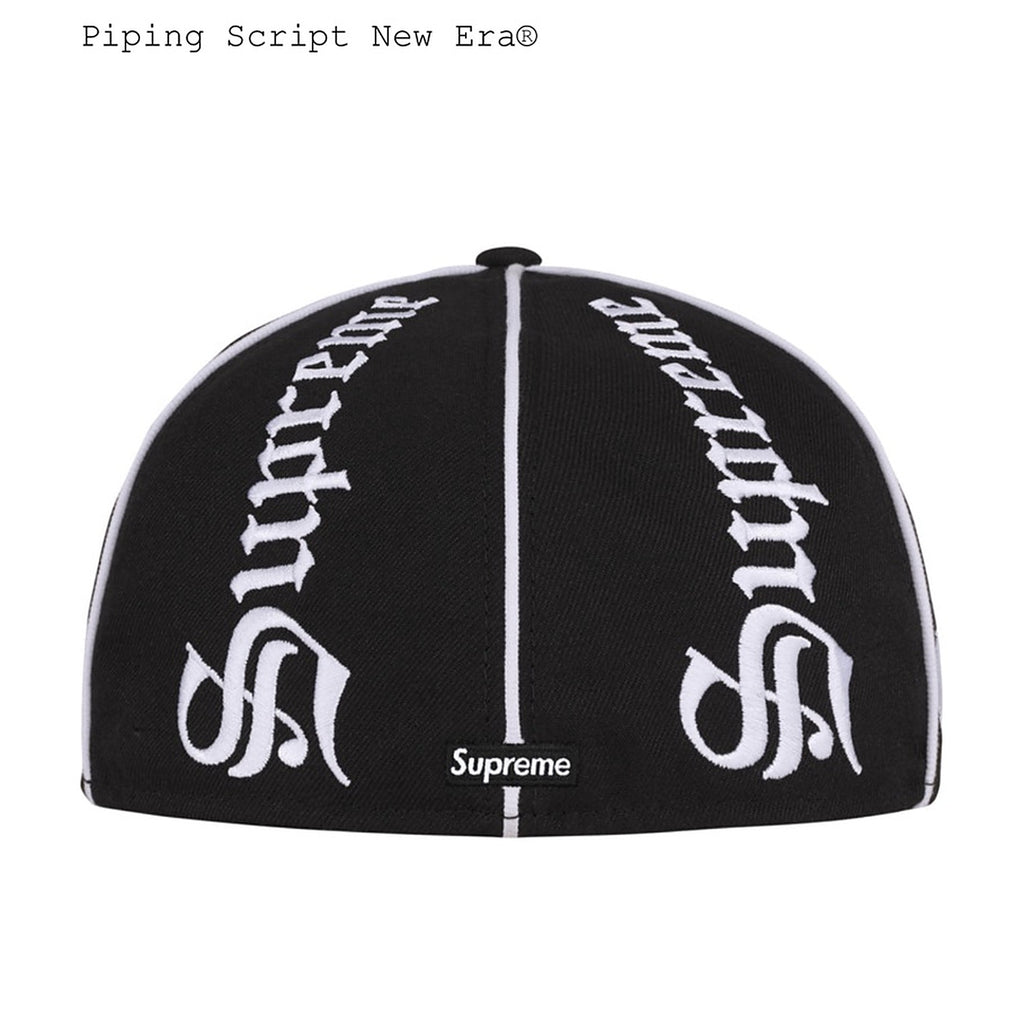 Supreme Piping Script New Era Fitted Hat Black - back