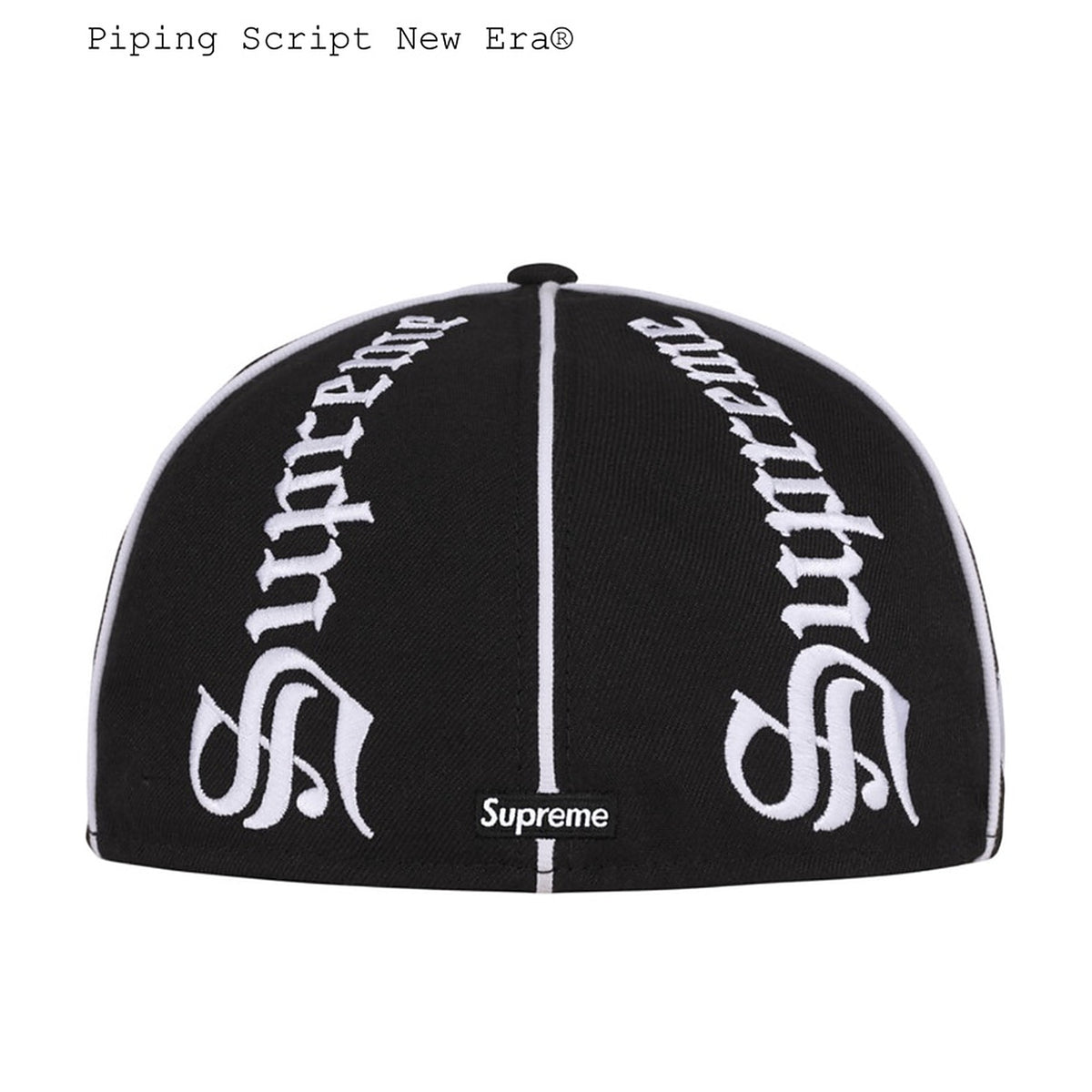 Supreme Piping Script New Era Fitted Hat Black - back