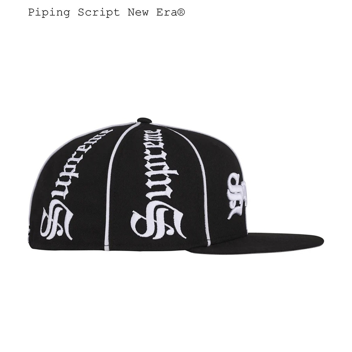 Supreme Piping Script New Era Fitted Hat Black - side